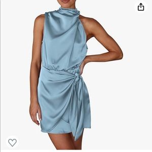 Amazon Blue Silk Wrap Dress
